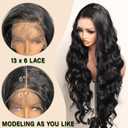SOKU Black 13x6 Lace Frontal Wig 32 Inches Long Lightweight Body Wave Pre Plucked Hairline with Baby Hair Transparent Swiss Lace Heat Resistant Synthetic Hair Glueless Lace Front Wigs for Black Women