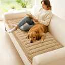 hyha Couch Covers for Dogs Washable, Non Slip Plush Dog Sofa Protectors, Fuzzy Pet Couch Covers for 3 Cushion Sofa Pet Friendly (Camel, 27.6" x 88")