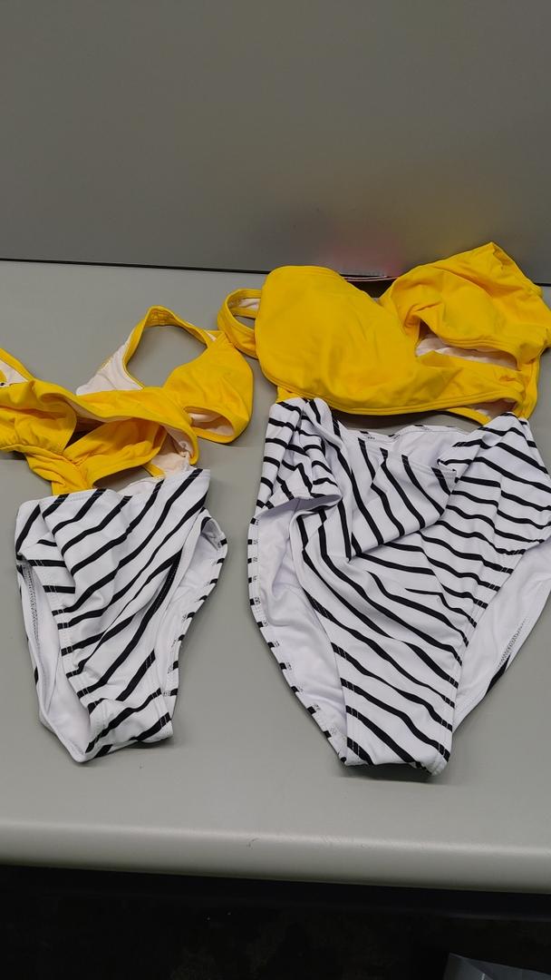PATPAT Family Matching Swimsuits Swimwear Set for Couples Mommy and Me Striped Spliced Bathing One-Piece Swimsuits M 4-5Y