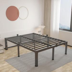 ROIL 20 Inch King Bed Frame with Rounded Corner and Headboard Hole Mattress Retainers 3500LBS Metal Heavy Duty Steel Slats No Box Spring Needed Platform Noise-Free Easy Assembly