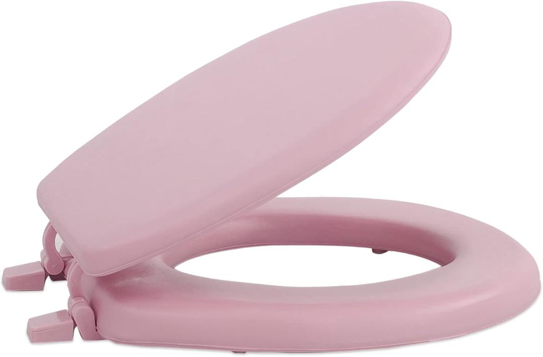 Soft Standard Vinyl Toilet Seat, Tea Rose - 17 Inch Soft Vinyl Cover with Comfort Foam Cushioning - Fits All Standard Size Fixtures - Easy to Install Fantasia by Achim Home Decor
