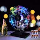 Bar Accessory Decor Liquor Shelves Tequila Glass Display Ferris Wheel Light up LED Shot Glass Holder Decoration Lights Cup Holder, Wine Rack for Home and Bar(No Glasses)