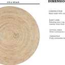 FRELISH DECOR Handwoven Jute Area Rug - 4 feet Round - Natural Yarn - Rustic Vintage Beige Braided Reversible Rug - Eco Friendly Rugs for Bedroom - Kitchen - Living Room - Farmhouse (4' Round)