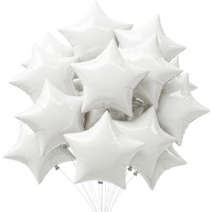 TONIFUL 15Pcs 18 Inch Large White Star Shape Foil Balloons Big White Stars Helium Mylar Ballons for Birthday Wedding Baby Shower Anniversary Engagement Party Decorations Supplies