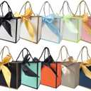 TKSBAG 10 Pack Gift Bags with Handles & Ribbon, Assorted Colors Party Favor Bags Bulk for kids Birthday, Baby Shower, Bridal Shower, Back to School-Small