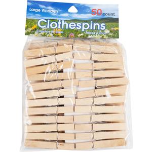 Economy Kitchen Accessory Wooden Clothespins 50 Count