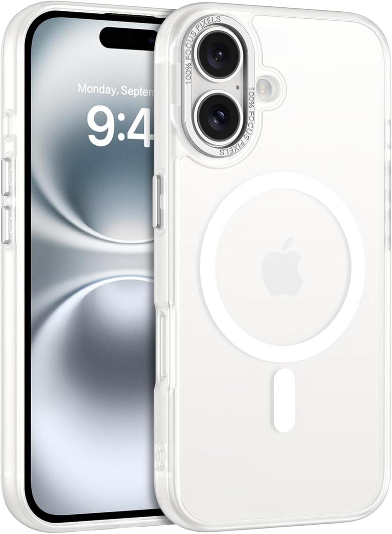 BENTOBEN for iPhone 16 Case, iPhone 16 Magnetic Case [Compatible with MagSafe] Translucent Matte Frosted Slim Shockproof Women Men Girls Boy Protective Phone Case Cover for iPhone 16 6.1",White