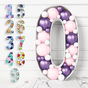 HOUSE OF PARTY Mosaic Numbers for Balloons 3ft - Marquee Numbers Pre-Cut 3 Feet Tall Balloon Number Frame, 0 Mosaic Cardboard for Birthday Wedding