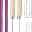 PATIKIL Doll Hair Rooting Holders Kit, 0.6mm/0.8mm Doll Hair Rerooting Knitting Needles with Wood Awls Crochet Hooks Doll Wig Tool for Doll Hair Making Supplies DIY Crafts, Purple