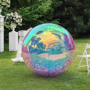 Colorful Inflatable Mirror Ball Reusable Large Event Decoration Balloon PVC Bubble Balloon with Electric Pump for Party, Wedding, Decor (1 Piece, 0.5m/19.7in) (Iridescen)