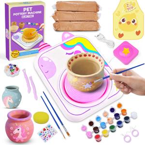 Pottery Wheel for Kids, Girls Arts and Crafts Toys for Kids Ages 8-12,Pottery Craft Kit with 3 Pack Air-Dry Clay, Art Supplies for Kids Toys Girls Birthday Gift for 6-12+ (Purple)