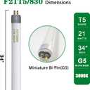 Konideke F21T5/830 21 Watt 34 Inches T5 Fluorescent Light Bulb, 3000K Warm White, 2100 Lumens, 20000 Hour Lifespan, Mini Bi-Pin Base, 6 Pack