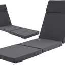 80 x 26 Inch Outdoor Chaise Lounge Cushions Set of 2 - Removable Cover, 4-Section Design, Water-Repellent & Fade-Resistant, 6 Tie Straps, Replacement for Patio & Pool Chairs - Dark Grey