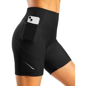 Bikewa Women's 4D Padded Bike Shorts High Waist Cycling Underwear for Women Road Bicycle Biking Shorts with Zipper Pockets (Xsmall)