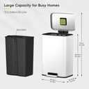 EKO Madison Matte White Stainless Steel 13.2 Gal/50L Kitchen Step Trash Can or Recycling Bin, Removable Inner Liner, Soft Close Lid, Fingerprint Resistant Finish