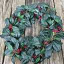  Christmas Wreath 20 in Holiday Hanging Xmas Decor Holly Berries Leaves