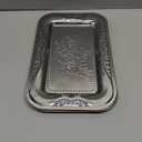 4-Pack Small Silver Serving Trays Set - ZENOVLUX Lightweight Bow Floral Engraved Mirror Decorative Tray, 11.4" x 7" Party Platters for Easter, Food, Appetizer, Charcuterie, Cookies, Desserts