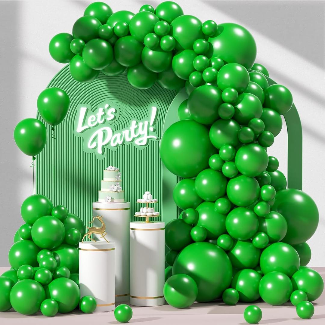 Awenztech 120pcs Green Balloon Arch Kit, 18 12 10 5 inch Green Latex Balloons Different Sizes Balloon Garland for Birthday Baby Shower Tropical Party Decorations