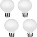 Lxcom Lighting 4 Pack G25 LED Globe Bulb 5W LED Frosted Glass Vanity Bulbs 50W Equivalent Warm White 3000K Vanity LED G80 Round Light Bulb E26 Base for Bathroom Dressing Room Makeup Mirror Home Lights