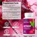 Beet Root Capsules, Beet Root Powder Supplements - 1300mg Per Serving, Beetroot Capsules for Athletic Performance Digestive & Endurance Support, Non-GMO, Gluten Free, 60 Pcs