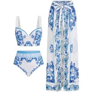 RoseSeek Women's 3 Pieces Bathing Suit Set Boho Graphic Bikini Set with Swimsuit Cover Ups Size Small RoseSeek Women's 3 Pieces Bathing Suit Set Boho Graphic Bikini Set with Swimsuit Cover Ups Size Small