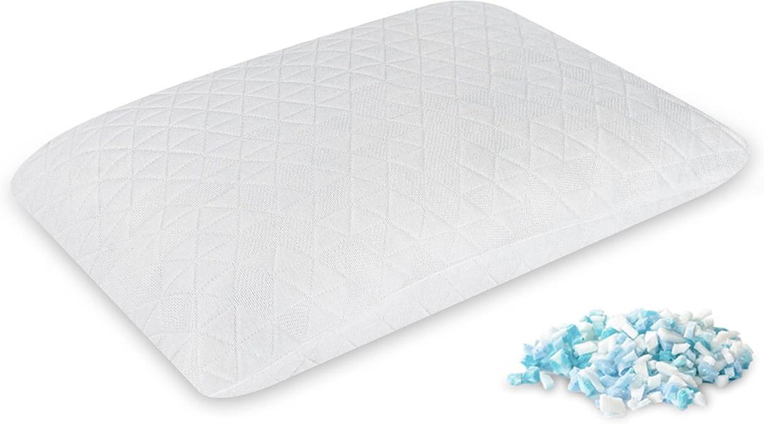 EGOHOME Shredded Memory Foam Pillows, Adjustable Bed Pillows for Side, Back or Stomach Sleepers, Neck Pillows for Sleeping, Queen Size Pillow with Removable Cover(1 Pack)