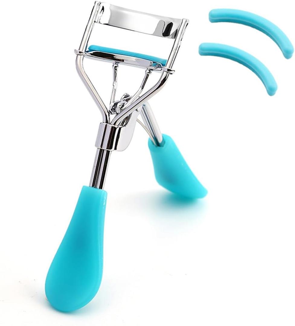2 x Eyelash Curler - Ergonomic Design for All Eye Shapes, Precision Curl Control, Superior Long- Lasting Curl, Gentle on Lashes, Includes 2PCS Silicone Replacement Pads, Easy to Use (Blue)