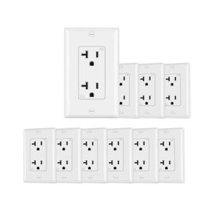 Micmi 20A Decorator Receptacle Outlet, Decorative Wall Socket Outlet, 20 Amp 125 Volt, Tamper Resistant, Grounding UL Listed White 10pack