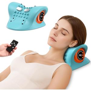 Neck Massager 2025 Portable Neck Traction Device, Cervical Stretcher with Heating & Vibration  Relieve Muscle Tension, 3-in-1neck Pillow Customizable Massage Modes with Wireless Remote Control