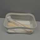 AJIODA Metal Mesh Steel Storage Basket, Garden Harvest Wire Organizer Basket Multi-functional Kitchen Fruit Basket with Wooden Removable Partition & Handle for Bath Picnic Decor Cabinet, Cream White