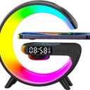 VDZZ Mini Wireless Speaker with Bluetooth Lamp, Atmosphere Lamp, Wireless Charging, Alarm Clock,Smart LED Table Lamp, Night Light, Birthday Gifts for Girls Boys Party Aged 412 (Black)