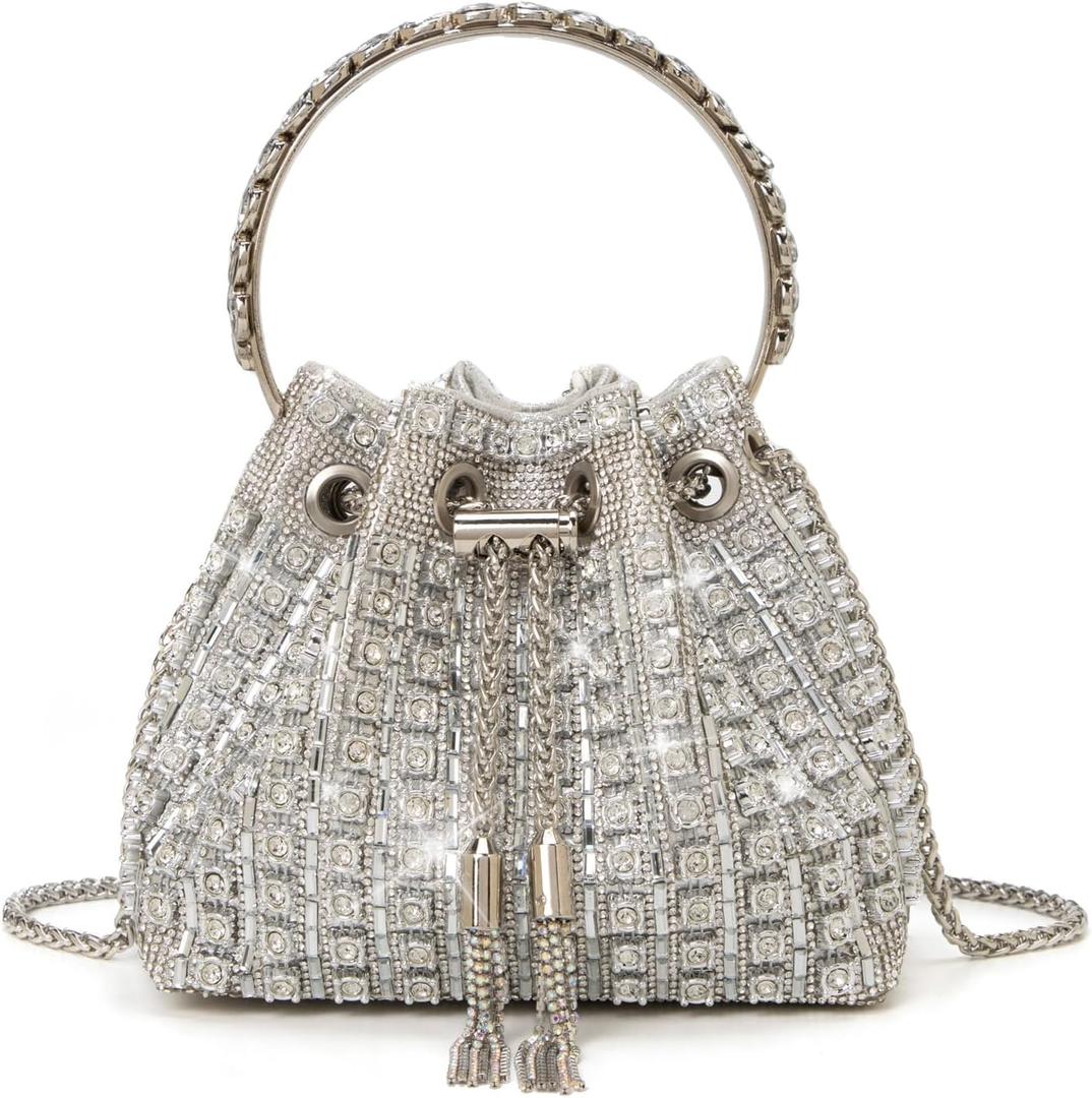Sweetovo Sparkly Diamond Evening Bag Clutch Purses for Women Rhinestone Purse Glitter Handbag for Party Prom Cocktail Wedding