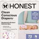 The Honest Company Comfort Dry Disposable Diapers for Sensitive Skin, Hypoallergenic, Rose Blossom + Tutu Cute, Club Box Size Newborn 72 Count