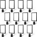 Taiyin 12 Pcs Stanchion Sign Holder Double Sided Sign Frame with Cover Stanchion Top Frames for 8.58 x 12.52 Inches Paper Size for Crowd Control Sentry Stanchions, Black