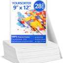 Canvases for Painting 28 Pack, 9 x 12 inch Blank Painting Canvas Boards, Primed Acid-Free 100% Cotton Canvas Panels for Acrylic Oil Tempera Watercolor, Art Supplies for All Skill Level