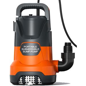 Sump Pump 1.2HP Clean/Dirty Submersible Water Draining Pump 5000GPH Electric Portable Water Transfer Pumps for Pool Basement Garden Spa Hot Tubs Pond Flood Yard