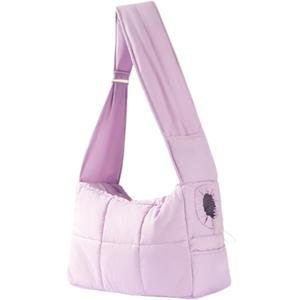 Mini Dog Purse Carrier with Pockets, Warm Cute Pets Bags with Secure Harness Clip, Cat Shoulder Bag for Outings, Lightweight Puppies Bags Kennel, Trained Pets Handbag Outdoor(Purple,One Size)