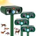 2025 Upgraded Solar Animal Repellent Ultrasonic Cat Repellent Outdoor Deer Repellent Devices Waterproof with Motion Sensor, Squirrel, Dog, Raccoon, Skunk, Rabbit, Coyote Deterrent for Yard, Garden, Patio, 4 pc