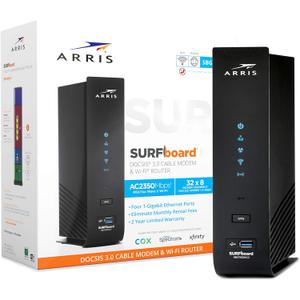 ARRIS (SBG7600AC2) - Cable Modem Router Combo - DOCSIS 3.0 & AC2350 WiFi, for Comcast Xfinity, Cox, check with ISP for compatibility [Not for Spectrum] Four 1 Gbps Ports , 800 Mbps Max Internet Speeds
