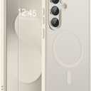 SUPFINE Magnetic for Samsung Galaxy S25 FE Case with Screen Protector,(Compatible with MagSafe)(Military Grade Drop Protection) Slim Translucent Shockproof Phone Case,Stone