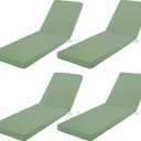 Chaise Lounge Cushion Outdoor, Waterproof and Stain-Resistant Lounge Deck Reclining Chair Cushions for Patio Furniture Lawn Pool Resort Hotel, 72x21x3 Inch, Set of 4, Sage Green
