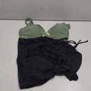 BMJL Women's High Waisted Bikini Sets Retro Swim Skirt Tummy Control Swimsuits Mesh Sarong Wraps Bathing Suits 2025 (Large, Green and Black)