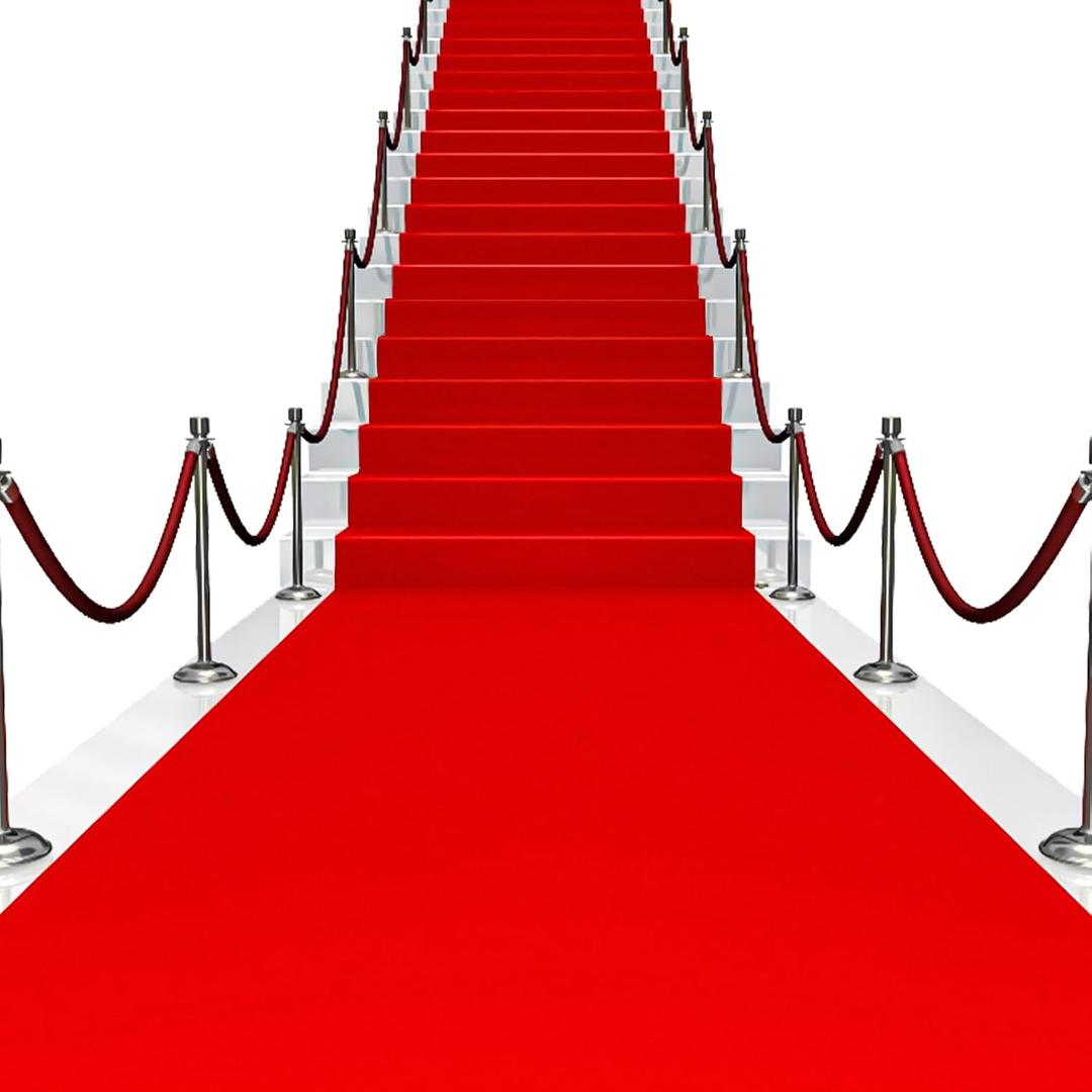 Red Carpet Runner for Party 100 GSM Felt Non-Woven Fabric Runway Carpet for Event, Aisle Runner for Wedding Ceremony Hollywood, Movie Theme Rug Party Decor (Red, 2 X 30 Ft)