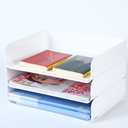 3 Tiers Stackable A4 Paper Trays, Office Desk File Holder, Tidy File Document Letter Book Paper Organizer (3 Tiers,White)
