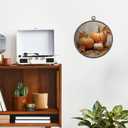 Giosve Vintage Rustic Fall Pumpkin Round Wall Art Canvas Framed Poster, Farmhouse Autumn Maple Leaf Pumpkin Hanging Wall Sculptures for Kitchen Home Living Room Bedroom Decor, 10x10 Inch