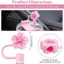 4 x Flower Straw Cover Cap for Stanley Cup, 3Pcs Straw Toppers Accessories Compatible with Pink Stanley Cup 40 Oz Tumbler, for Home and Party Decor (Pink)