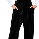 BerryGo Casual Velvet Sleeveless Loose Jumpsuits Dressy One Piece Wide Leg Overalls Long Pant Rompers For Women (Small, Black)