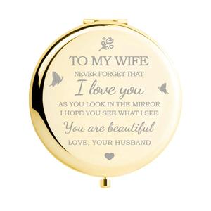 Gifts for Wife I Love You Wife Gold Compact Mirror