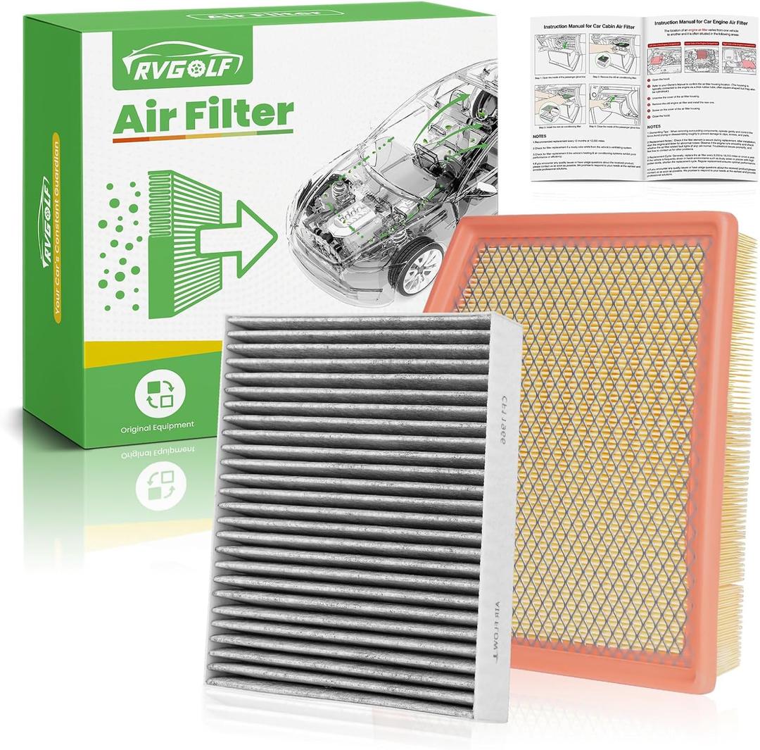 Engine+Cabin Air Filters Fit for 2021-2026 Chrysler Grand Caravan V6 (3.6L Gas), 2017-2026 Pacifica V6 (3.6L Flex/Gas) (All Not For Hybird) Engine Filter Replace Accessories CA12091 68214516AA