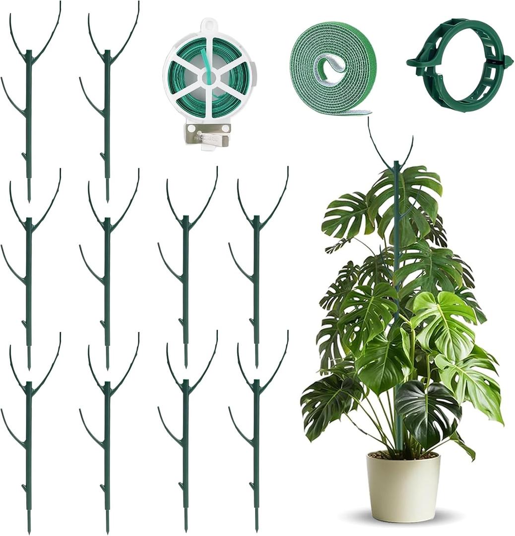 10pack Adjustable Plant Support Pole Stackable Indoor/Outdoor Support Pole with Clamps, Suitable for Supporting Monstera and Climbing Plants, Garden Accessories, Perfect Replacement for Plant Stakes